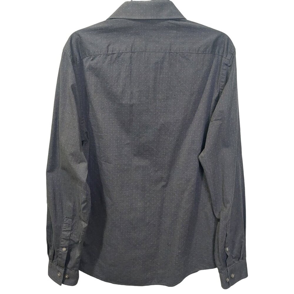 Michael Kors Mens Slim Fit Dress Shirt Size L 16 34/35 Drk Gray With Subtle Dots - Picture 2 of 9